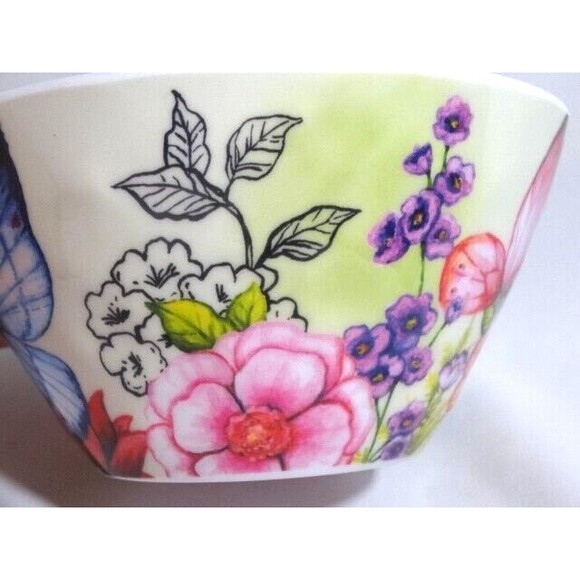 Studio California Soup Dessert Cereal Bowl Butterfly Floral Garden Melamine Gift - Picture 3 of 6